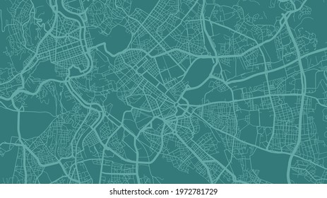 Green cyan Rome city area vector background map, streets and water cartography illustration. Widescreen proportion, digital flat design streetmap.