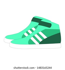 Green Cyan Shoes with white stripes.eps