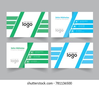 green & cyan vertical Design Of Business Card. Clean Business Card Template. Vector Illustration