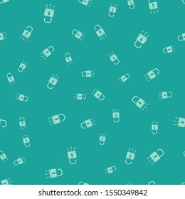 Green Cyber security icon isolated seamless pattern on green background. Closed padlock on digital circuit board. Safety concept. Digital data protection.  Vector Illustration