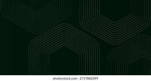 Luz moderna de fondo hexagonal del ciberespacio verde. Línea de ilustración de diseño de patrón de tecnología de rejilla hexagonal