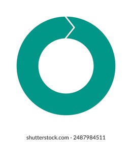 Green cycle diagram with arrows 1 step pie chart or circle graph for business presentation concept. Progress for marketing and education goal vector.
