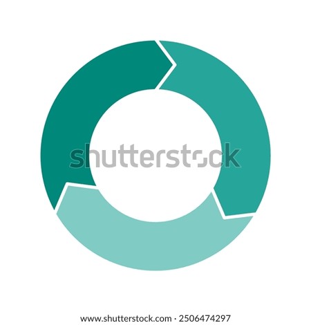 Green cycle diagram with arrows 3 steps pie chart or circle graph for business presentation concept. Progress for marketing and education goal vector.