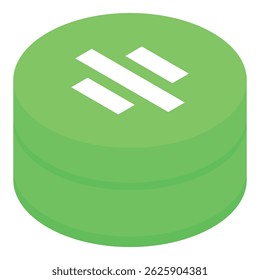 Green cylinder database representing big data storage and cloud computing, symbolizing information technology and data management