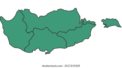 Chipre Verde Mapa simple con el Vector del contorno fronterizo de los estados