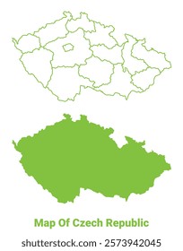 Green Czech Republic map outline and flat vector illustration