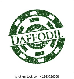 Green Daffodil distressed rubber stamp with grunge texture