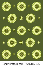 Green daisy flowers flat vector wallpaper. Cute green daisy flowers cartoon vector wallpaper for graphic design, illustration, and decorative element