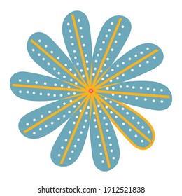 Green daisy with a pattern on a white background
