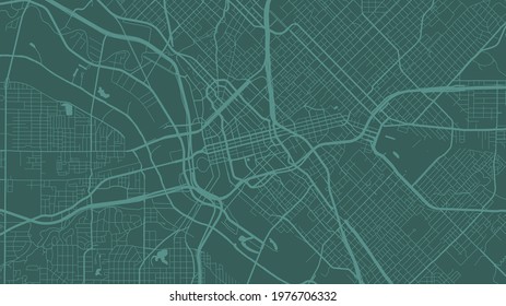 Green Dallas city area vector background map, streets and water cartography illustration. Widescreen proportion, digital flat design streetmap.