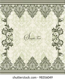 GREEN DAMASK INVITATION CARD