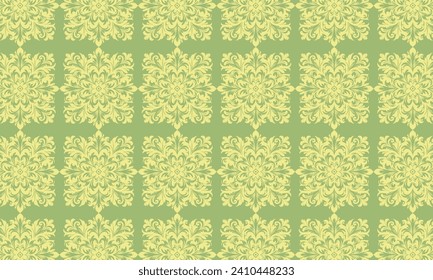 Green damask pattern design. Intricately crafted with classic damask elements, brings a touch of elegance and timeless beauty to your creative projects.