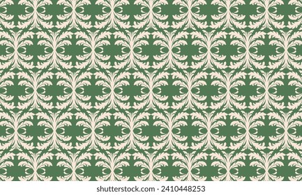 Green damask pattern design. Intricately crafted with classic damask elements, brings a touch of elegance and timeless beauty to your creative projects.