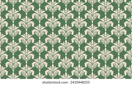 Green damask pattern design. Intricately crafted with classic damask elements, brings a touch of elegance and timeless beauty to your creative projects.