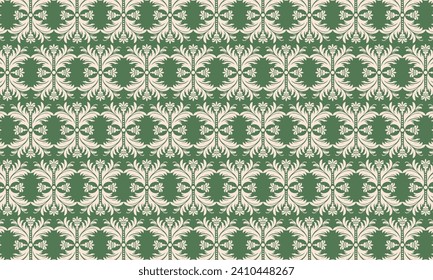 Green damask pattern design. Intricately crafted with classic damask elements, brings a touch of elegance and timeless beauty to your creative projects.