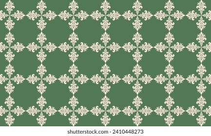 Green damask pattern design. Intricately crafted with classic damask elements, brings a touch of elegance and timeless beauty to your creative projects.