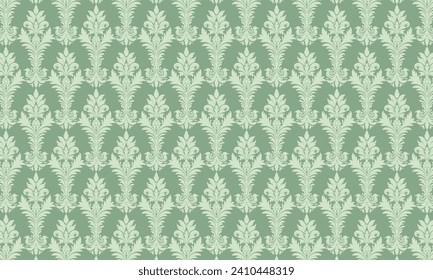 Green damask pattern design. Intricately crafted with classic damask elements, brings a touch of elegance and timeless beauty to your creative projects.