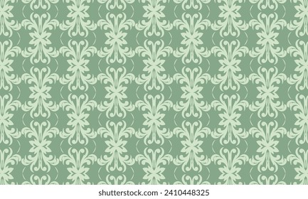 Green damask pattern design. Intricately crafted with classic damask elements, brings a touch of elegance and timeless beauty to your creative projects.