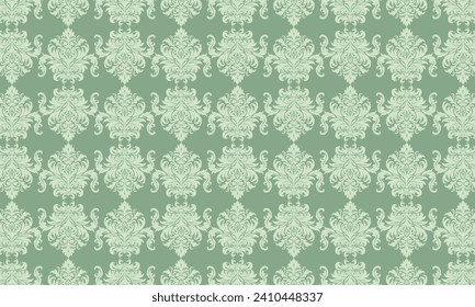 Green damask pattern design. Intricately crafted with classic damask elements, brings a touch of elegance and timeless beauty to your creative projects.