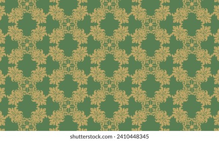 Green damask pattern design. Intricately crafted with classic damask elements, brings a touch of elegance and timeless beauty to your creative projects.