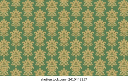 Green damask pattern design. Intricately crafted with classic damask elements, brings a touch of elegance and timeless beauty to your creative projects.