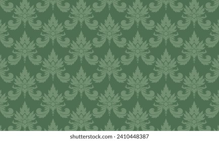 Green damask pattern design. Intricately crafted with classic damask elements, brings a touch of elegance and timeless beauty to your creative projects.