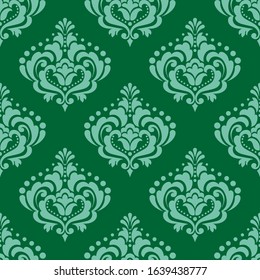 Green damask seamless pattern elements, Seamless vector pattern. Vector texture