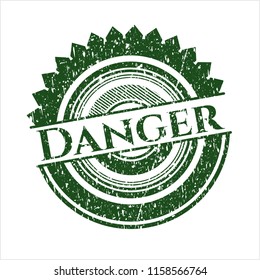 Green Danger distressed rubber stamp with grunge texture