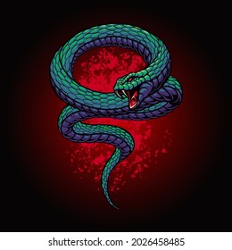the green dangerous snake illustration