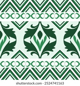 Green, dark green, black with white background classic damask pattern vector illustration for elegant textile design such as wrapping, silk, scarf, clothing, background, carpets, and curtains, etc.