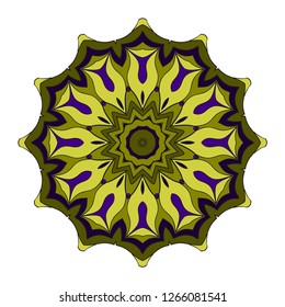 Green, dark blue color Pattern of mandala. Vector illustration. Modern Decorative floral color mandala. Decorative Cicle ornament. Floral design