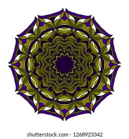 Green, dark blue color Pattern of mandala. Vector illustration. Modern Decorative floral color mandala. Decorative Cicle ornament. Floral design