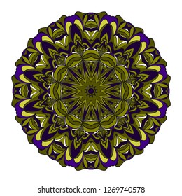 Green, dark blue color Pattern of mandala. Vector illustration. Modern Decorative floral color mandala. Decorative Cicle ornament. Floral design
