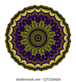 Green, dark blue color Pattern of mandala. Vector illustration. Modern Decorative floral color mandala. Decorative Cicle ornament. Floral design