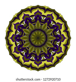 Green, dark blue color Pattern of mandala. Vector illustration. Modern Decorative floral color mandala. Decorative Cicle ornament. Floral design