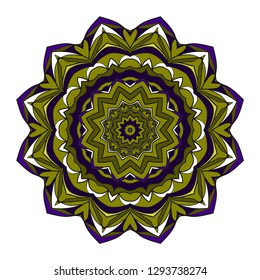 Green, dark blue color Pattern of mandala. Vector illustration. Modern Decorative floral color mandala. Decorative Cicle ornament. Floral design