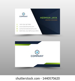 Green Dark Business card concept.  Busines card template - Vector