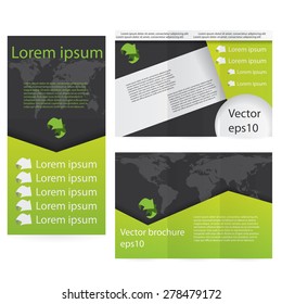 Green dark flat design folded brochure 