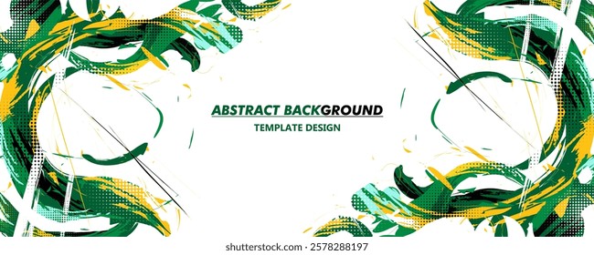 Green and Dark Green Vector Abstract Background with  Sporty Style, Template Design Vector. Brush Stroke Illustration for Banner, Poster. Scratch Texture Elements For Design 