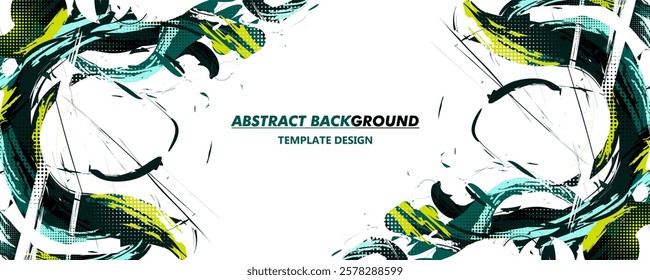 Green and Dark Green Vector Abstract Background with  Sporty Style, Template Design Vector. Brush Stroke Illustration for Banner, Poster. Scratch Texture Elements For Design 