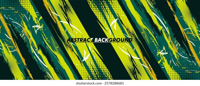 Green and Dark Green Vector Abstract Background with  Sporty Style, Template Design Vector. Brush Stroke Illustration for Banner, Poster. Scratch Texture Elements For Design 