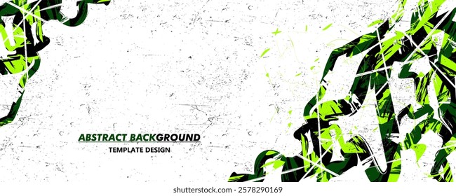 Green and Dark Green Vector Abstract Background with  Sporty Style, Template Design Vector. Brush Stroke Illustration for Banner, Poster. Scratch Texture Elements For Design 