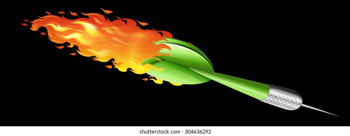 Green dart on fire illustration