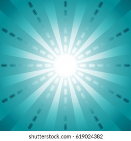 Green dash line with start burst in the center for abstract background concept
