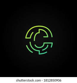 Green dashed stroke font character from a fontset, vector illustration