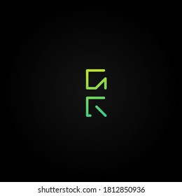 Green dashed stroke font character from a fontset, vector illustration