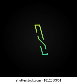 Green dashed stroke font character from a fontset, vector illustration