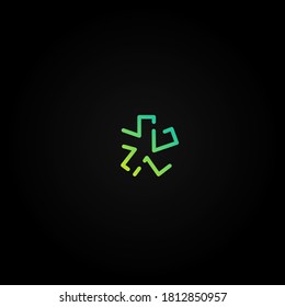 Green dashed stroke font character from a fontset, vector illustration