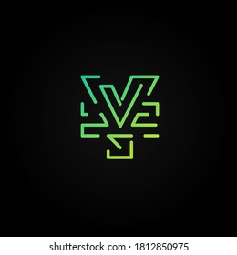 Green dashed stroke font character from a fontset, vector illustration