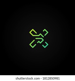 Green dashed stroke font character from a fontset, vector illustration